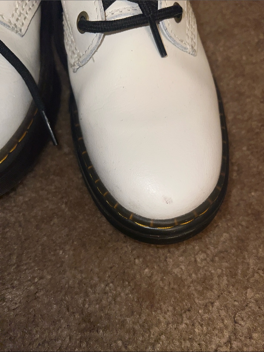 Dr. Martens White Lace-Up Combat Boots with Black Trim - Picture 5 of 6